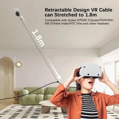 Vista 2 de AMVR Versión profesional Sistema de gestión de cables VR, 6 paquetes de sistema de polea de techo para Oculus QuestQuest 2RiftRift SÍndice