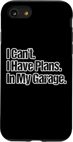 Vista 8 de Funda para iPhone 12 mini con diseño de chico de coche, con texto en inglés "I Can't I Have Planans In My Garage