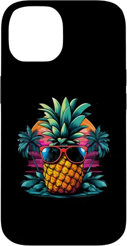 Vista 4 de iPhone 16 Vintage Pineapple With Sunglasses 70s 80s Vaporwave Hawaiian Case