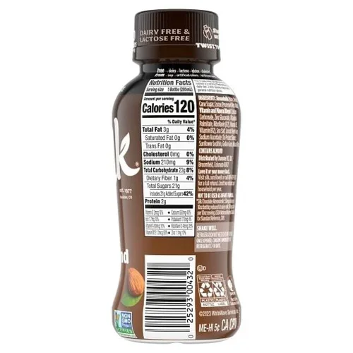 Vista 7 de Silk Leche de almendras de chocolate oscuro, botella de 10 onzas líquidas, 12 por caja.