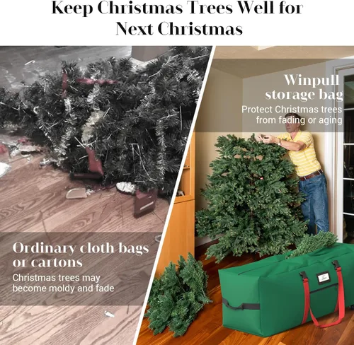 Vista 6 de Bolsa enrollable de almacenamiento para árbol de Navidad Winpull de 9 pies para árbol artificial, tela Oxford 600D impermeable, bolsa grande