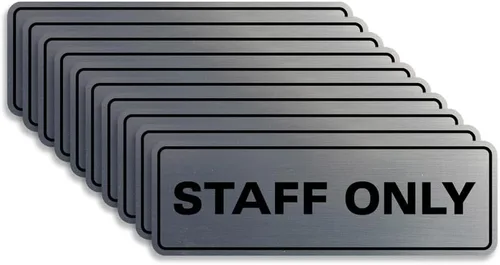 Vista 29 de All Quality Letrero estándar para pared o puerta Fácil instalación Señales de trabajo de oficina Seguridad mejorada – Negro – Pequeño