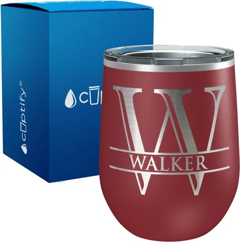 Vista 83 de Vaso personalizado de regalo de cumpleaños para mujeres y hombres, con monograma de escritura dividida, inicial y nombre grabado en negro, taza