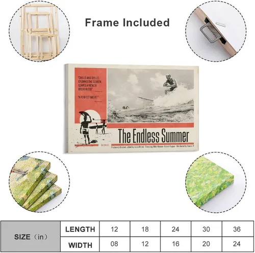 Vista 2 de Póster de película retro de verano sin fin, pósteres e impresiones artísticas de pared para sala de estar, dormitorio, decoración de 12 x 18