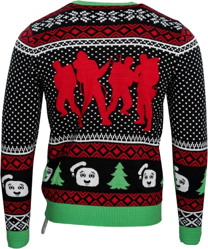 Vista 3 de Ghostbusters Logo Marhsmellow Hombre y árboles iluminan suéter feo de Navidad