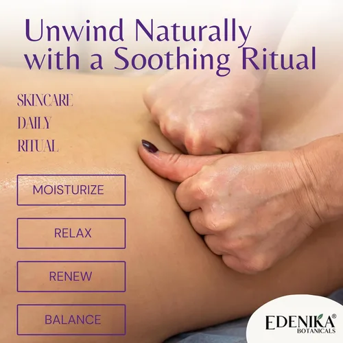 Vista 6 de Edenika Botanicals Aceite de masaje de lavanda para piel, aromaterapia de lujo y aceite de masaje romántico para una cita nocturna, piel relajante e