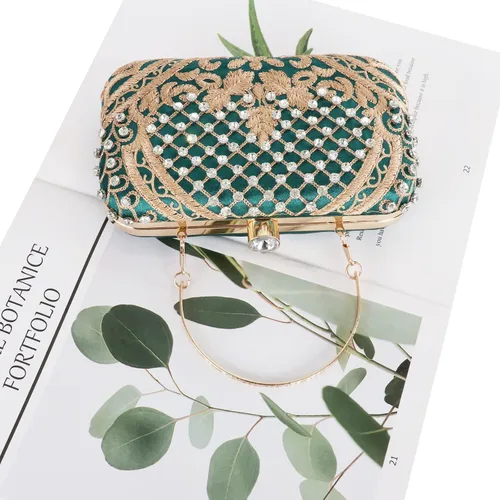 Vista 7 de DA BODAN - Bolso de noche para mujer, estilo vintage, con cuentas y lentejuelas y perlas, bolso de hombro para boda, novia, fiesta de graduación