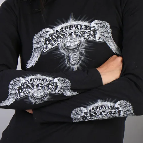 Vista 2 de Hot Leathers Black Asphalt Angel Ladies Camiseta de manga larga