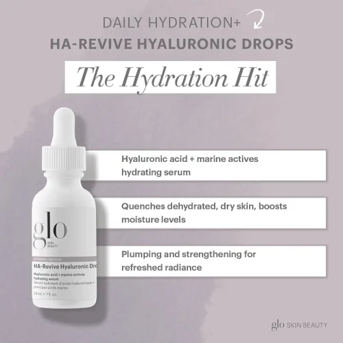 Vista 3 de Glo Skin Beauty HA-Revive Gotas hialurónicas, tamaño de viaje, suero hidratante, aumenta los niveles de humedad para una piel refrescante y radiante