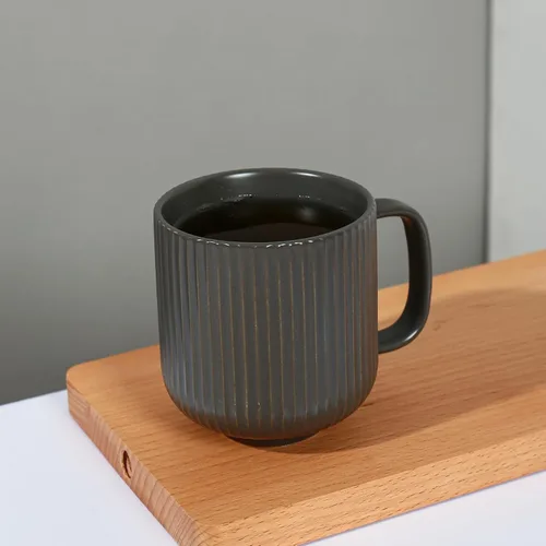 Vista 3 de TAIMEI Tazas de café de cerámica, juego de 4 tazas de café grandes de 13 onzas para tazas de coco calientes, café y cacao, taza acanalada vintage