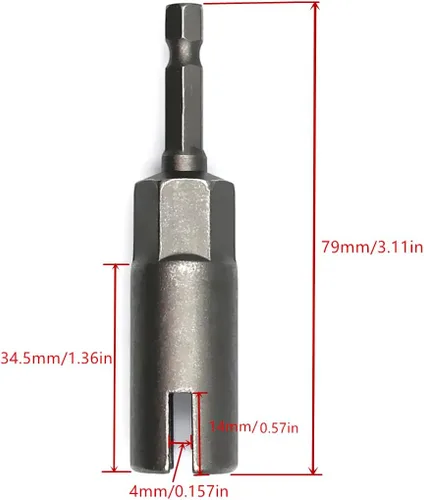 Vista 2 de 1 pieza de destornillador profundo de tuerca de ala, 1/4" de vástago hexagonal con ranura para tuerca de ala, herramienta de enchufe de tuerca