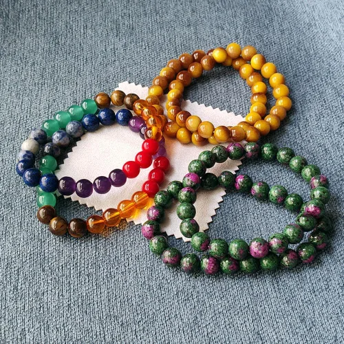 Vista 16 de Pulseras de triple protección con piedra de ojo de tigre de obsidiana negra con hematita para hombres y mujeres, pulsera de piedra curativa
