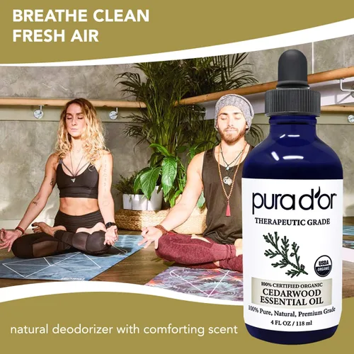 Vista 4 de PURA D'OR Aceite esencial de madera de cedro orgánico (4 onzas con gotero de vidrio) 100% puro y natural de grado terapéutico para cabello, cuerpo