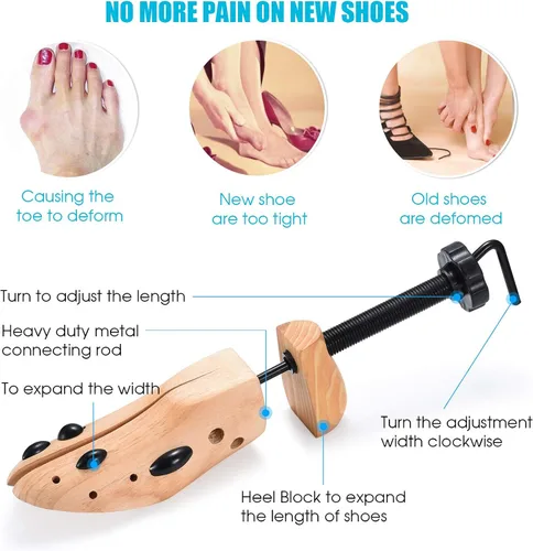 Vista 3 de Ecom City Camilla de zapatos de madera profesional de 2 vías para mujeres y hombres (tamaño individual grande 9-13)
