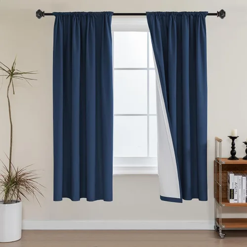 Vista 40 de H.VERSAILTEX Cortinas 100% de opacidad para cocina, con aislamiento térmico, cortinas opacas completas con forro blanco, cortinas de eficiencia