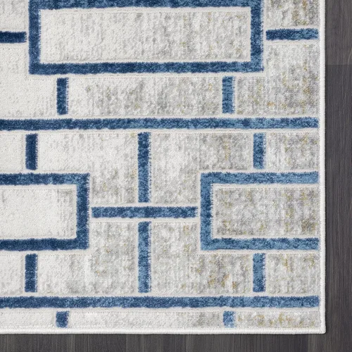 Vista 4 de Abani Atlas - Alfombra rectangular de 4 x 6 pies, color azul/gris, duradera, no desprende pelusa, fácil de limpiar