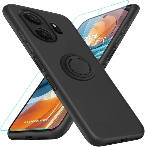 Vista 12 de Funda para Pinwheel Genesis 3 / BLU G64 Funda para teléfono con protector de pantalla HD, soporte de anillo giratorio de 360°, soporte de silicona