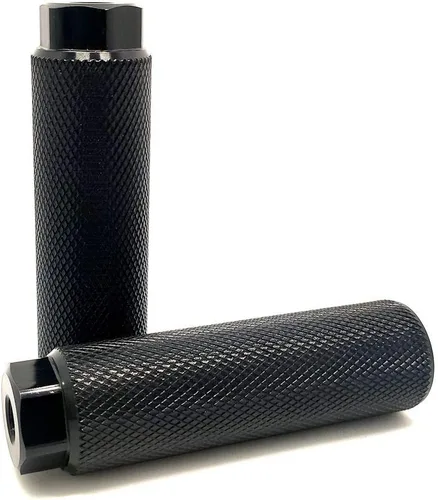 Vista 3 de 4 clavijas de pie de bicicleta, cilindro de aleación de aluminio de 4 pulgadas de longitud, ajuste antideslizante, ejes de 3/8 pulgadas (negro)