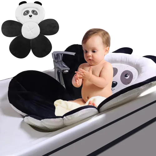 Vista 2 de PandaEar Almohadilla de baño para bebé recién nacido, asiento de baño, tapete suave con diseño de panda para fregadero, bañera, regalo esencial