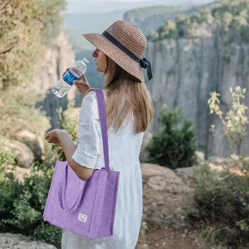 Vista 7 de Valleycomfy Bolsos de mano de pana casuales vintage para mujer, bolso cruzado para mujer, bolso de hombro de viaje, bolso ecológico