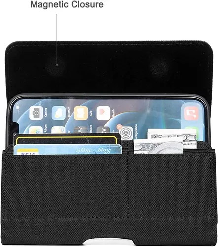 Vista 2 de Funda de nailon con clip para cinturón para Samsung Galaxy S26+ S25 FE S25+ S24 FE S23 FE S21 FE/Plus, A35 A15 A55 A54, iPhone 15 14 13 12 Pro Max