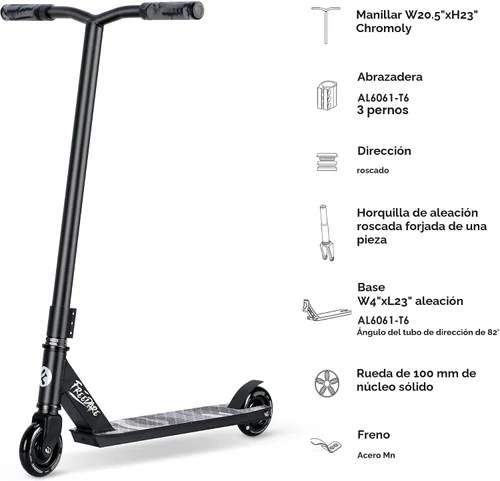 Vista 3 de FREEDARE Complete Pro Stunt Scooter for Kids 8 Years and Up, Teens, Adults Negro-JB1