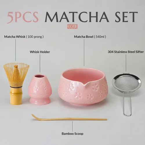 Vista 6 de Juego de batidor de matcha, kit de matcha regalos para los amantes Rosa