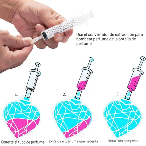 Vista 3 de MUB Herramientas de bomba de recarga de perfume de 10ml (0.34 fl oz), kit de decantador de perfume dispensador con herramientas adaptadoras para 2
