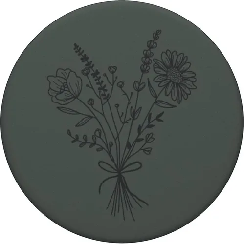 Vista 3 de PopSockets PopSockets intercambiables con diseño de flores silvestres color verde medianoche