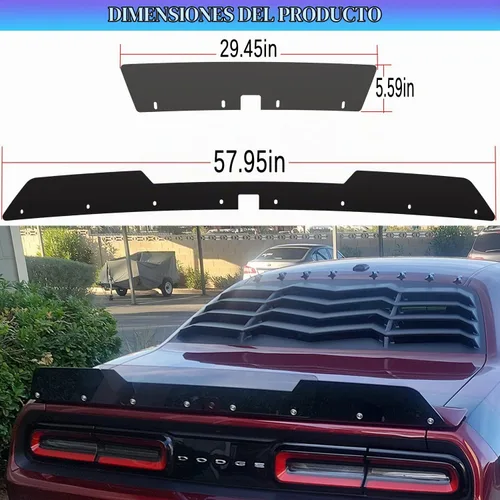 Vista 6 de Bonbo Alerón trasero WickerBill para Dodge Challenger 2015-2022 2023 SRT RT Hellcat Scat Pack con cámara de respaldo, 2 piezas de alerón trasero
