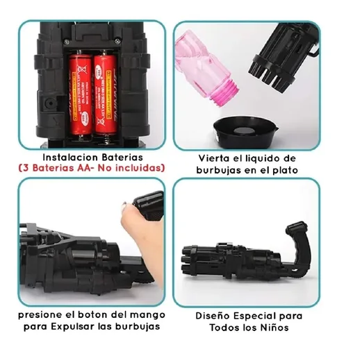 Vista 3 de Maquina Electrica De Burbujas Tipo Pistola + Obsequio Jabon