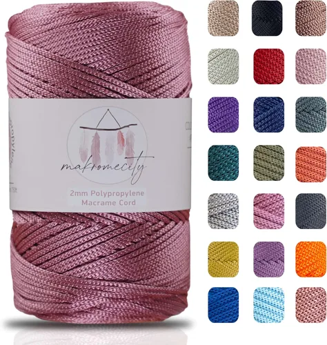 Vista 58 de Makromecity, Cordón de macramé de poliéster de 2 mm x 250 yardas (750 pies) Cordón de macramé de 2 mm de polipropileno para arte y manualidades