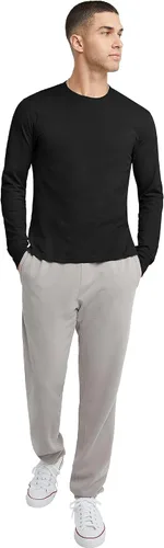 Vista 5 de Hanes Camiseta de algodón de manga larga para hombre, camiseta clásica de cuello redondo para hombre, disponible en tallas altas