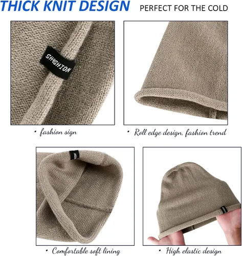 Vista 3 de DANMY Gorro para mujer gorro de lana holgado de punto suave gorro cálido para mujer