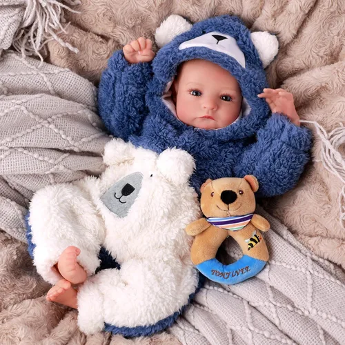 Vista 9 de BABESIDE Muñecas Reborn de bebé realistas Niño - Aiden 17 Pulgadas Muñeca de bebé realista hecha a mano de tela suave con cuerpo de silicona recién