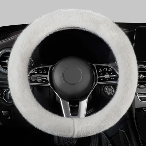 Vista 18 de LACDL Fundas mullidas de invierno para volante de automóvil, para mujer, cálida y bonita funda para volante de automóvil para sedán, SUV, súper Negro