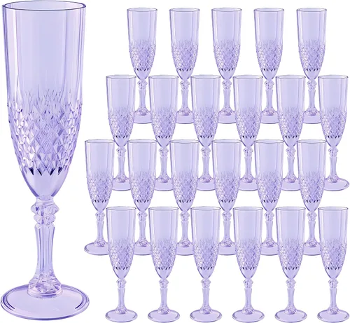 Vista 10 de Copas de champán de plástico, copas de champán a granel, copas de vino acrílicas reutilizables irrompibles para bodas, despedidas de soltero, Ámbar