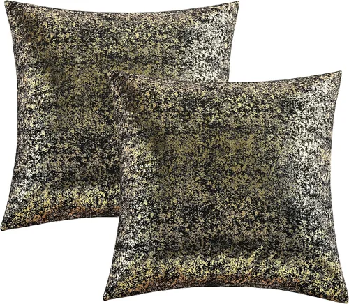 Vista 7 de JELLYMONI Juego de 2 fundas de almohada decorativas brillantes, fundas de almohadas decorativas con purpurina dorada de 16 x 16 pulgadas para sala