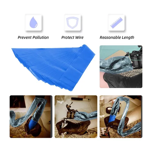 Vista 5 de Máquina de tatuaje desechable Clip Cable Set 100 unids Plástico Clip Cable Mangas Tattoo Cord Covers Suministros de tatuaje