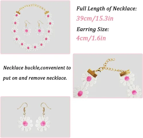 Vista 6 de HN007XL - Disfraz de princesa rosa para niñas, con cinturón de perlas y accesorios de margaritas, fiesta de cumpleaños HN007XL