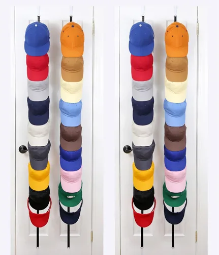 Vista 7 de Perfect Curve Estante para gorras Organizador de sombreros sobre la puerta Nueve ganchos con capacidad para 9-18 tapas Estante para gorras
