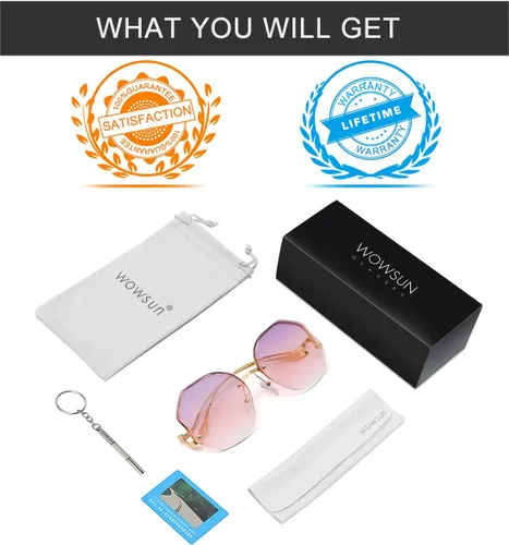 Vista 7 de WOWSUN Y2K - Gafas de sol vintage degradadas sin montura para mujer