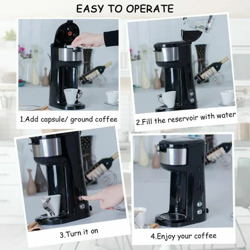 Vista 4 de Máquina de café portátil 2 en 1 para café en polvo y cápsulas de café