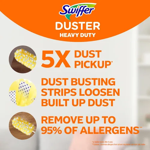 Vista 2 de Kit de Limpieza Swiffer Duster Heavy Duty, Suministros de Limpieza, Mango Extendido de 3 pies, 1 Plumero, 12 Repuestos