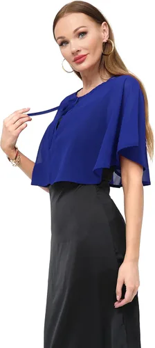 Vista 7 de Chal de gasa para mujer, capelets transparentes para vestido de noche, boda, capa