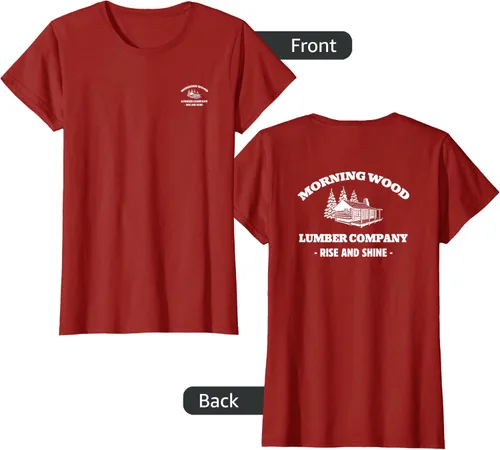 Vista 31 de Morning Wood Lumber Company - Camiseta con estampado de espalda delantera, Negro, S