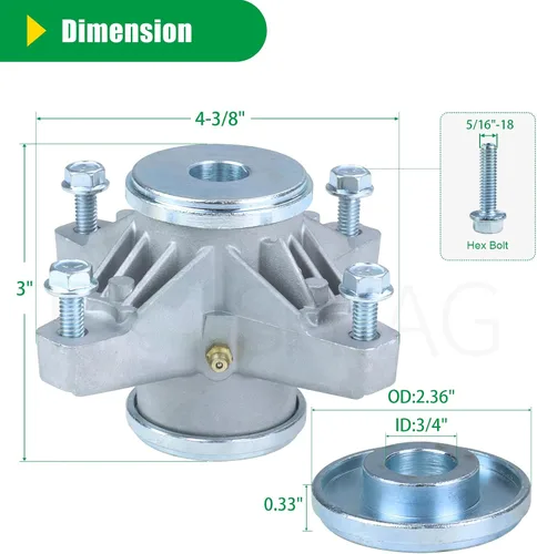 Vista 3 de Juego de 3 piezas de montaje de husillo 918-04426 que sustituye a Cub Cadet 618-04426, 918-3129C, 618-3129B, 918 04426, 618-04394, 918-3129B 3