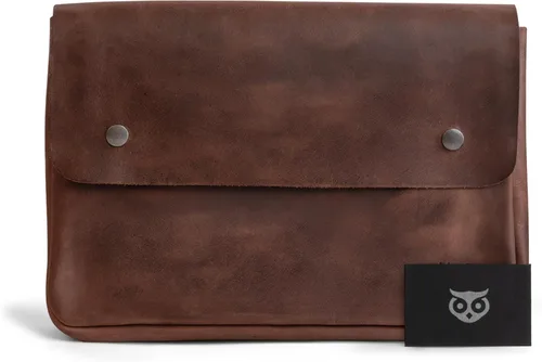 Vista 5 de Hide & Drink, Carpeta vintage portadocumentos, archivo, carpeta A5, cartera de sobre, cuero de grano completo, hecho a mano, marrón bourbon Bourbon