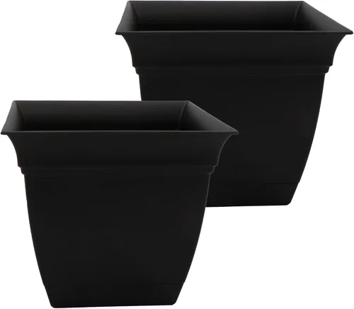 Vista 122 de The HC Companies, Eclipse - Maceta cuadrada de 12 pulgadas, con platillo, maceta para sembrar flores, verduras y hierbas en interiores y exteriores