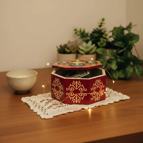 Vista 5 de Caja de rompecabezas mágica con giro secreto - Portamonedas y tarjeta de regalo en una caja de madera IQ con cerradura complicada y compartimentos